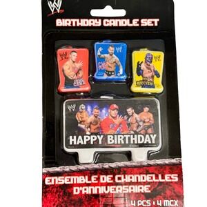 WWE Birthday Candle Set of 4 - John Cena, CM Punk, Rey Mysterio Birthday Decor